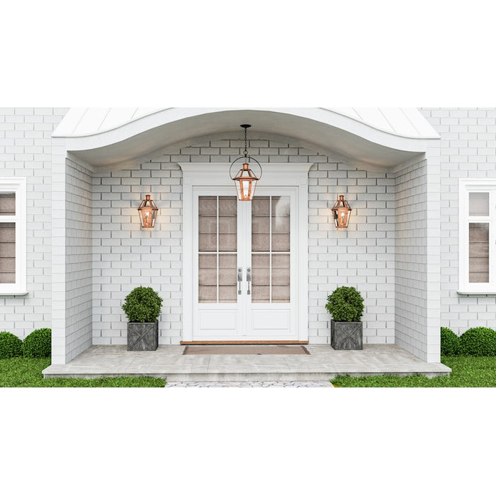 Quoizel Burdett Outdoor Lantern, Aged Copper/Clear Tempered