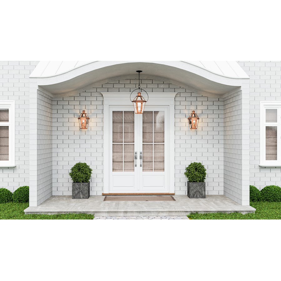 Quoizel Burdett Outdoor Lantern, Aged Copper/Clear Tempered