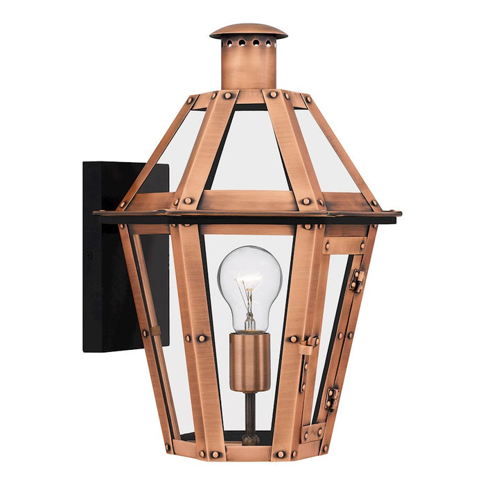 Quoizel Burdett Outdoor Lantern, Aged Copper/Clear Tempered