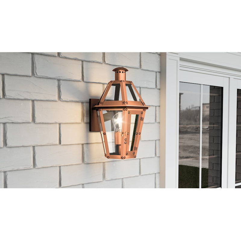 Quoizel Burdett Outdoor Lantern, Aged Copper/Clear Tempered