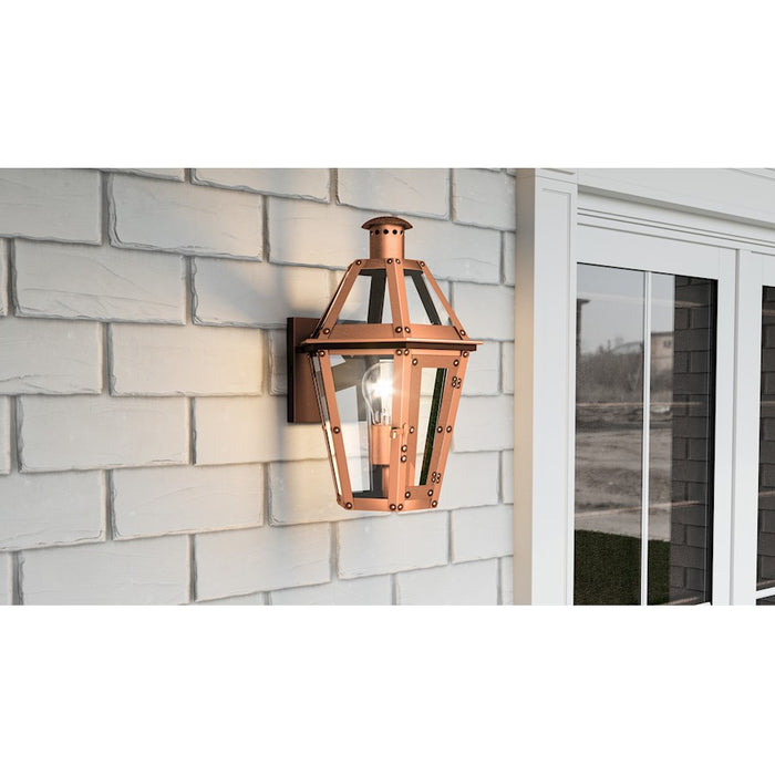 Quoizel Burdett Outdoor Lantern, Aged Copper/Clear Tempered