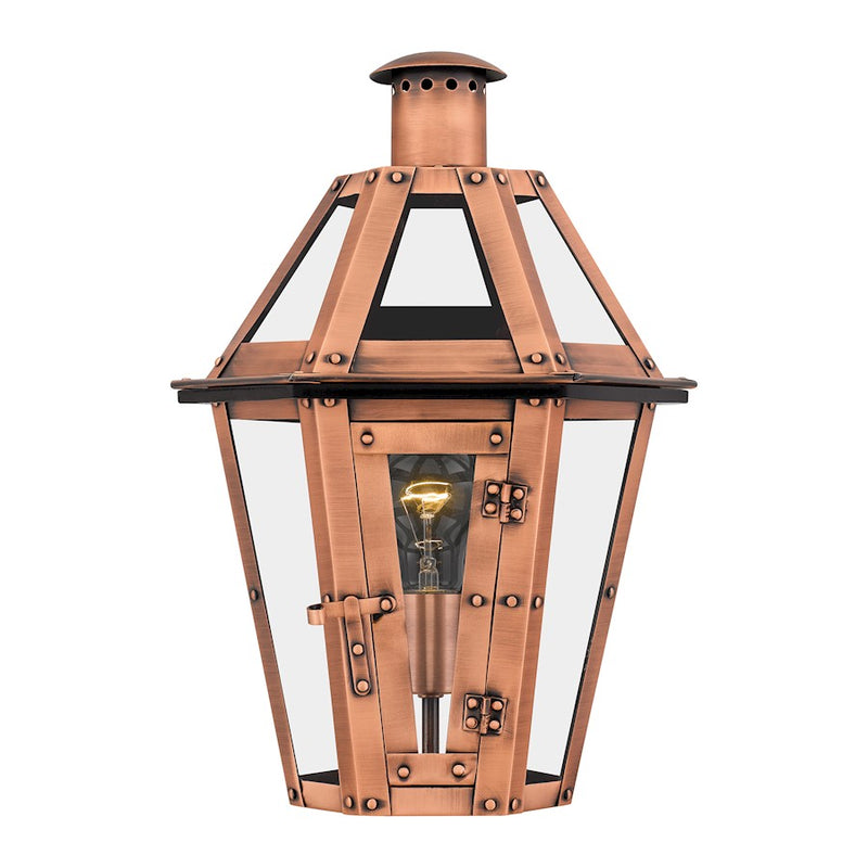 Quoizel Burdett Outdoor Lantern, Aged Copper/Clear Tempered