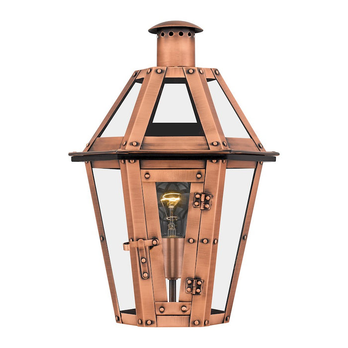 Quoizel Burdett Outdoor Lantern, Aged Copper/Clear Tempered