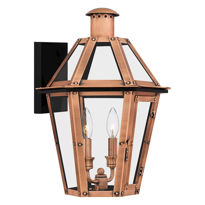 Quoizel Burdett Outdoor Lantern, Aged Copper/Clear Tempered