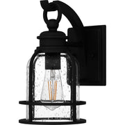 Quoizel Bowles 12in 1-Light Outdoor Wall Lantern | Industrial Coastal Earth Black and Clear Seedy Glass | Front Porch & Entryway | Model BWE8406EK