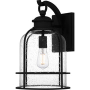 Quoizel Bowles 16.5in 1-Light Outdoor Wall Lantern | Industrial Coastal Earth Black and Clear Seedy Glass | Front Porch & Entryway | Model BWE8410EK