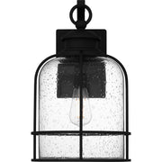 Quoizel Bowles 16.5in 1-Light Outdoor Wall Lantern | Industrial Coastal Earth Black and Clear Seedy Glass | Front Porch & Entryway | Model BWE8410EK