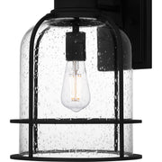 Quoizel Bowles 16.5in 1-Light Outdoor Wall Lantern | Industrial Coastal Earth Black and Clear Seedy Glass | Front Porch & Entryway | Model BWE8410EK