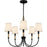 Quoizel Bayside 5 Light Chandelier, Matte Black/White Fabric