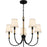 Quoizel Bayside 5 Light Chandelier, Matte Black/White Fabric