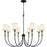 Quoizel Bayside 8 Light Chandelier, Matte Black/White Fabric - BYL5039MBK