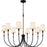 Quoizel Bayside 8 Light Chandelier, Matte Black/White Fabric