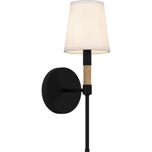 Quoizel Bayside 1 Light Wall Sconce, Matte Black/White Fabric - BYL8705MBK