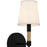 Quoizel Bayside 1 Light Wall Sconce, Matte Black/White Fabric