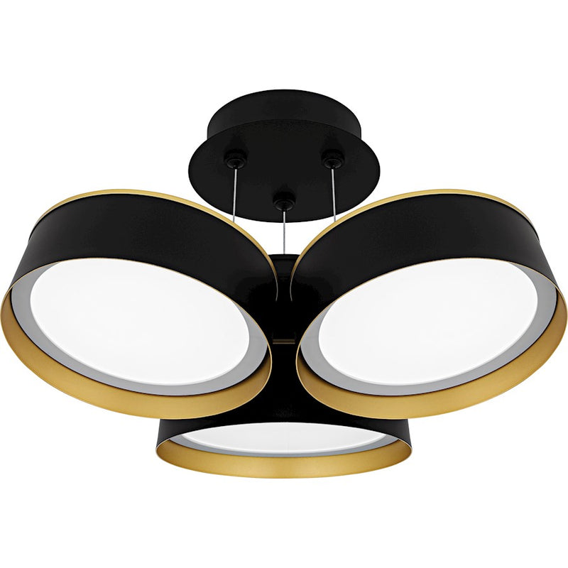 Quoizel Byrnes Light Semi-Flush Mount, Matte Black/Metal - BYS1719MBK