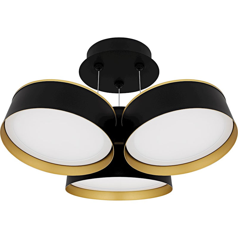 Quoizel Byrnes Light Semi-Flush Mount, Matte Black/Metal