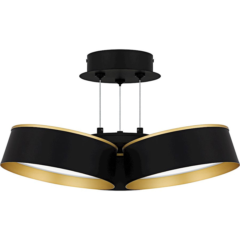 Quoizel Byrnes Light Semi-Flush Mount, Matte Black/Metal