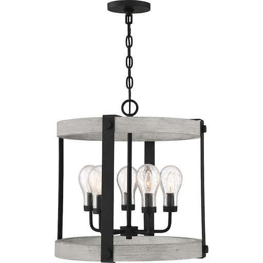 Quoizel Carlisle Foyer 5 Light Pendant, Grey Ash/Clear Seeded