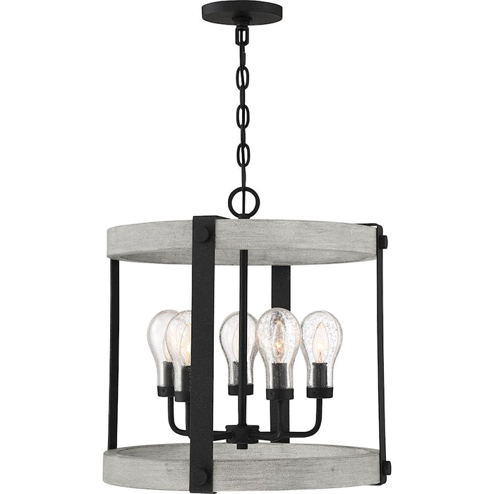 Quoizel Carlisle Foyer 5 Light Pendant, Grey Ash/Clear Seeded