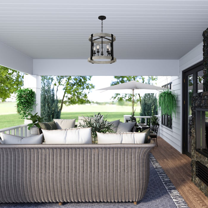 Quoizel Carlisle Foyer 5 Light Pendant, Grey Ash/Clear Seeded