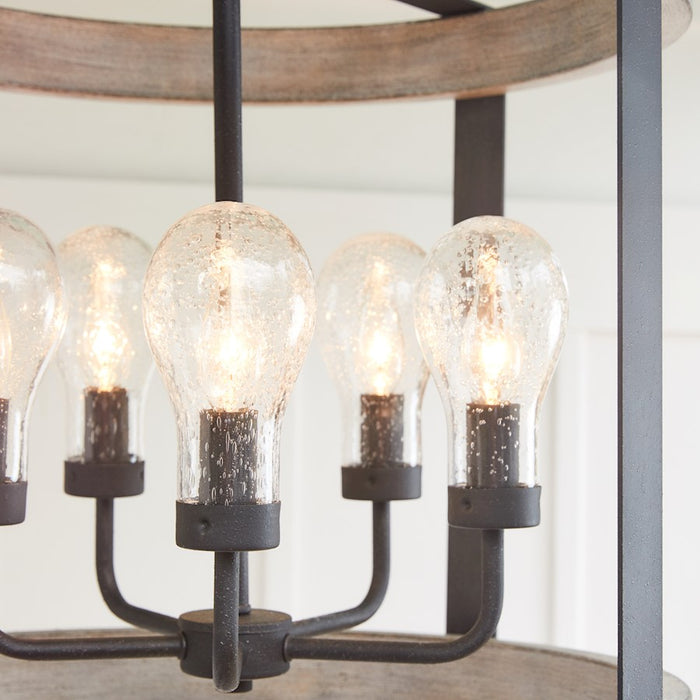 Quoizel Carlisle Foyer 5 Light Pendant, Grey Ash/Clear Seeded