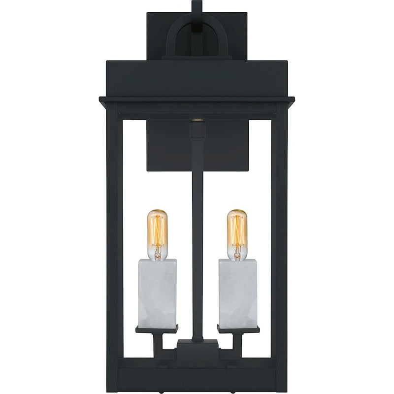 Quoizel Carmen 2Lt 16" Outdoor Lantern, Black/Clear/Tempered Panel