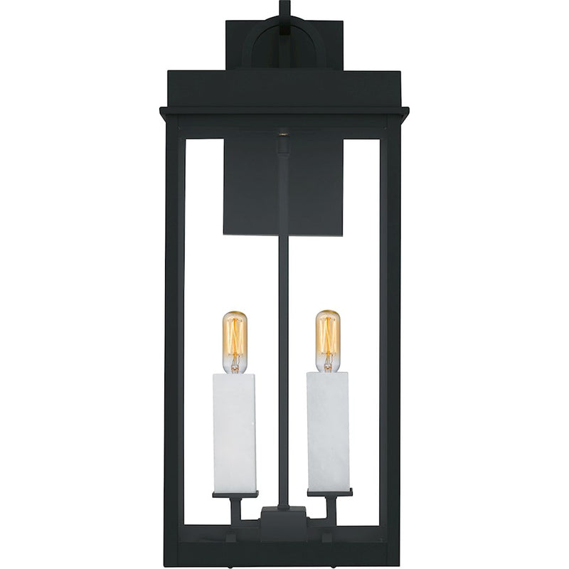 Quoizel Carmen 2Lt 22" Outdoor Lantern, Black/Clear/Tempered Panel