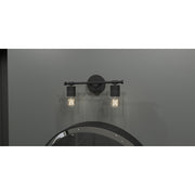 Quoizel Caputo 15in 2-Light Vanity Light | Modern Industrial Matte Black and Clear Ribbed Glass | Bathroom Vanity & Powder Room | Model CAP8615MBK