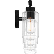 Quoizel Caputo 32in 4-Light Vanity Light | Modern Industrial Matte Black and Clear Ribbed Glass | Bathroom Vanity | Model CAP8632MBK