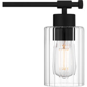 Quoizel Caputo 32in 4-Light Vanity Light | Modern Industrial Matte Black and Clear Ribbed Glass | Bathroom Vanity | Model CAP8632MBK