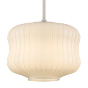 Quoizel Cara 14in 1-Light Pendant | Modern Brushed Nickel and Ribbed Clear Opal Glass | Kitchen Island & Dining Room | Model CARA1814BN