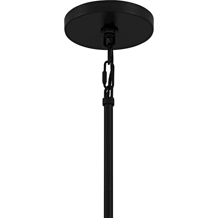 Quoizel Cassidy 5Light Pendant, Matte Black/White Swirl Glass
