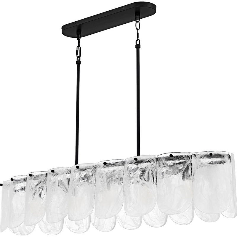 Quoizel Cassidy 5Light Island Light, Matte Black/White Swirl Glass