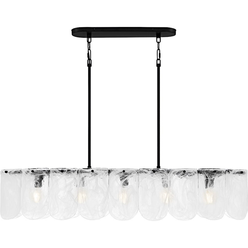 Quoizel Cassidy 5Light Island Light, Matte Black/White Swirl Glass