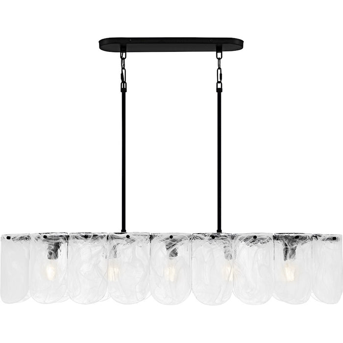 Quoizel Cassidy 5Light Island Light, Matte Black/White Swirl Glass