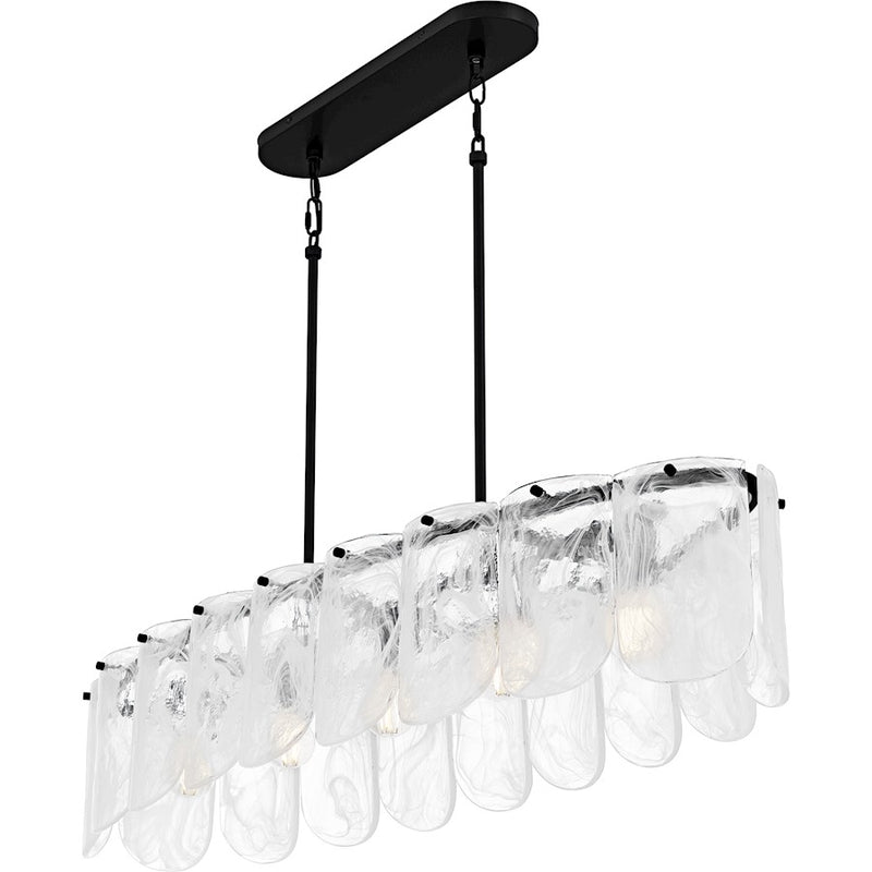 Quoizel Cassidy 5Light Island Light, Matte Black/White Swirl Glass