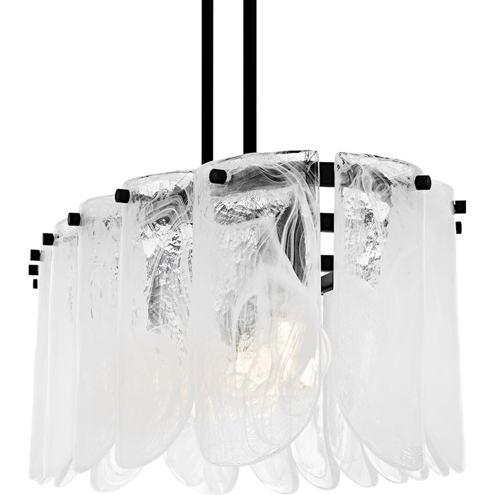 Quoizel Cassidy 5Light Island Light, Matte Black/White Swirl Glass