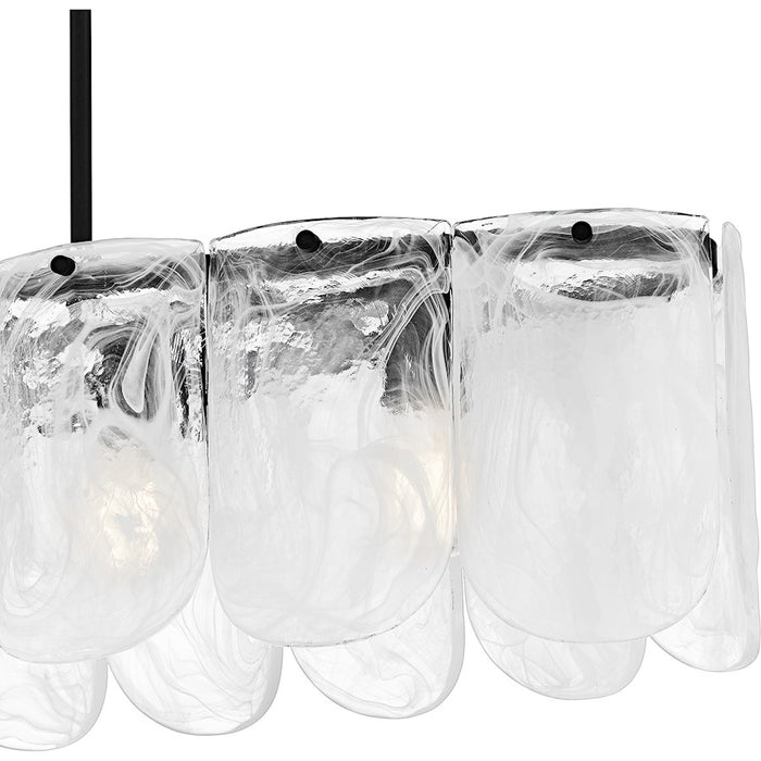 Quoizel Cassidy 5Light Island Light, Matte Black/White Swirl Glass