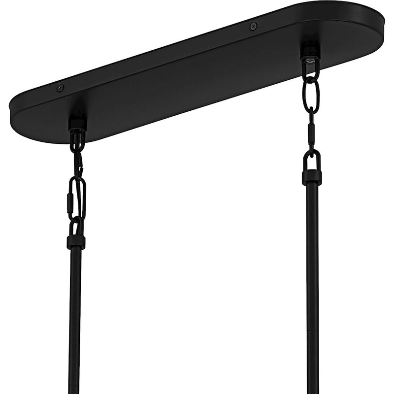 Quoizel Cassidy 5Light Island Light, Matte Black/White Swirl Glass