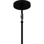Quoizel Carly 8in 1-Light Mini Pendant | Industrial Matte Black and Clear Swirl Glass | Kitchen Island & Bar | 8 x 8 x 13.25 in | Model CAY1508MBK