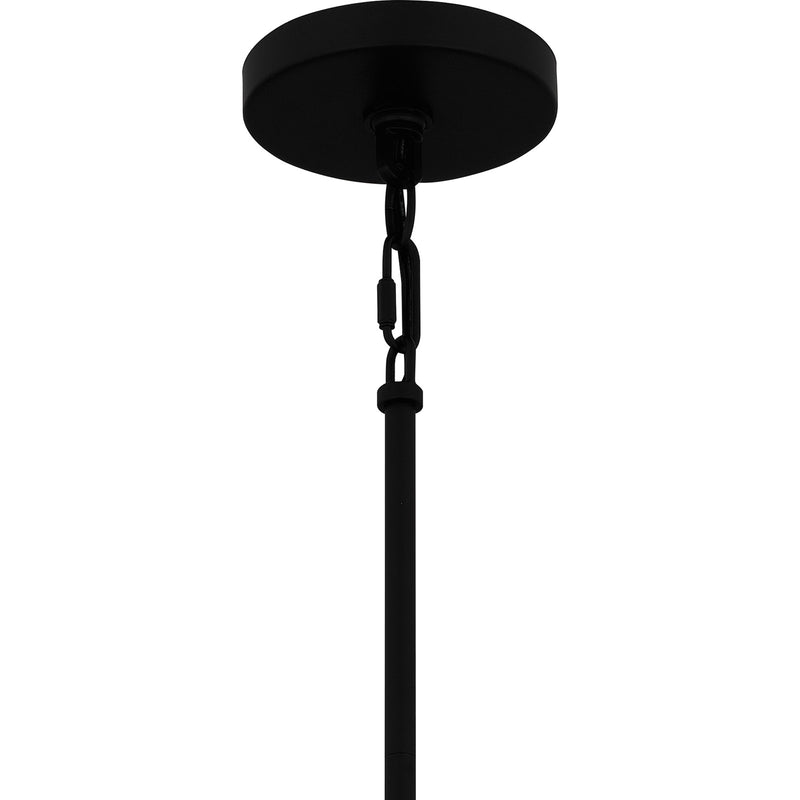 Quoizel Carly 8in 1-Light Mini Pendant | Industrial Matte Black and Clear Swirl Glass | Kitchen Island & Bar | 8 x 8 x 13.25 in | Model CAY1508MBK
