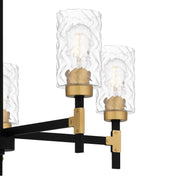Quoizel Carly 28in 5-Light Chandelier | Industrial Matte Black and Clear Swirl Glass | Dining Room & Foyer | 28 x 28 x 12 in | Model CAY5028MBK