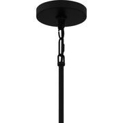 Quoizel Carly 28in 5-Light Chandelier | Industrial Matte Black and Clear Swirl Glass | Dining Room & Foyer | 28 x 28 x 12 in | Model CAY5028MBK