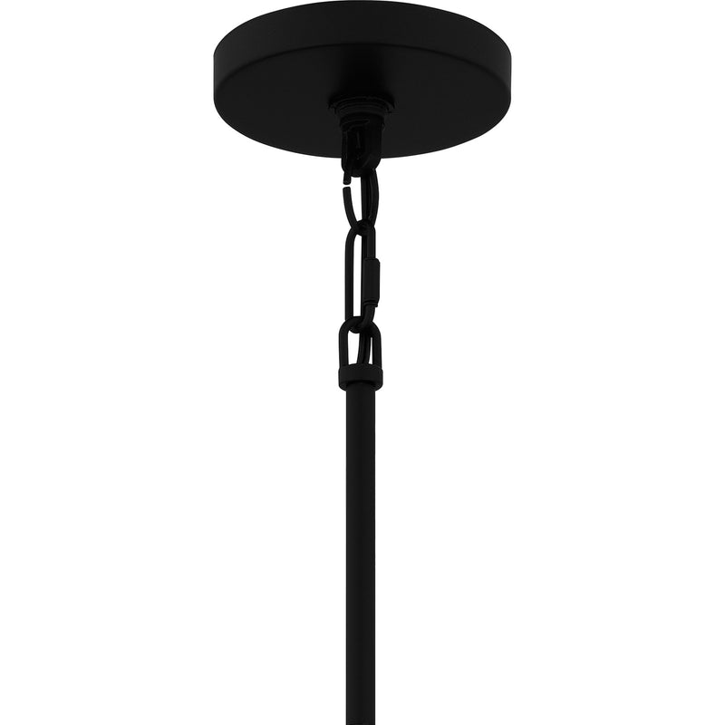 Quoizel Carly 28in 5-Light Chandelier | Industrial Matte Black and Clear Swirl Glass | Dining Room & Foyer | 28 x 28 x 12 in | Model CAY5028MBK