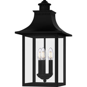 Quoizel Chancellor 10in 3-Light Outdoor Lantern | Traditional Mystic Black and Clear Glass | Porch & Entryway | 10 x 10 x 20.75 in | Model CCR1910K