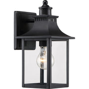 Quoizel Chancellor 11in 1-Light Outdoor Wall Lantern | Traditional Mystic Black and Clear Glass | Entryway & Garage | Model CCR8406K