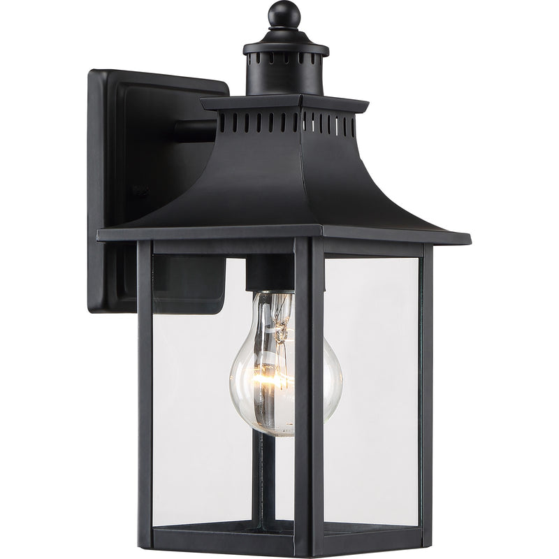Quoizel Chancellor 11in 1-Light Outdoor Wall Lantern | Traditional Mystic Black and Clear Glass | Entryway & Garage | Model CCR8406K