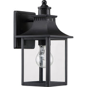 Quoizel Chancellor 11in 1-Light Outdoor Wall Lantern | Traditional Mystic Black and Clear Glass | Entryway & Garage | Model CCR8406K