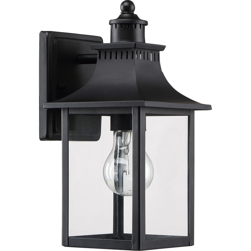 Quoizel Chancellor 11in 1-Light Outdoor Wall Lantern | Traditional Mystic Black and Clear Glass | Entryway & Garage | Model CCR8406K
