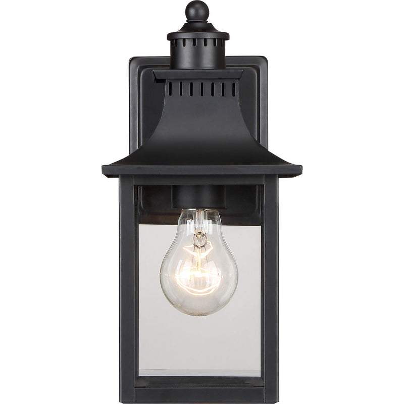 Quoizel Chancellor 11in 1-Light Outdoor Wall Lantern | Traditional Mystic Black and Clear Glass | Entryway & Garage | Model CCR8406K